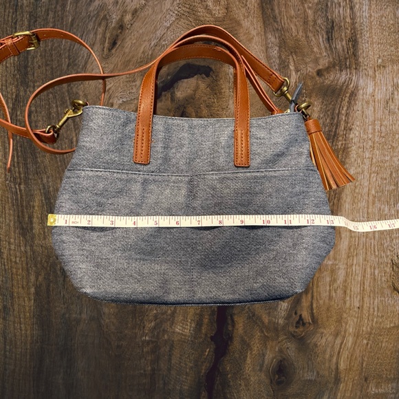 Sonoma Goods for Life Gray Canvas Crossbody Tote with Faux Leather Trim - Picture 5 of 7